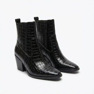 Aqua Croc Booties Chelsea Western Faux Leather